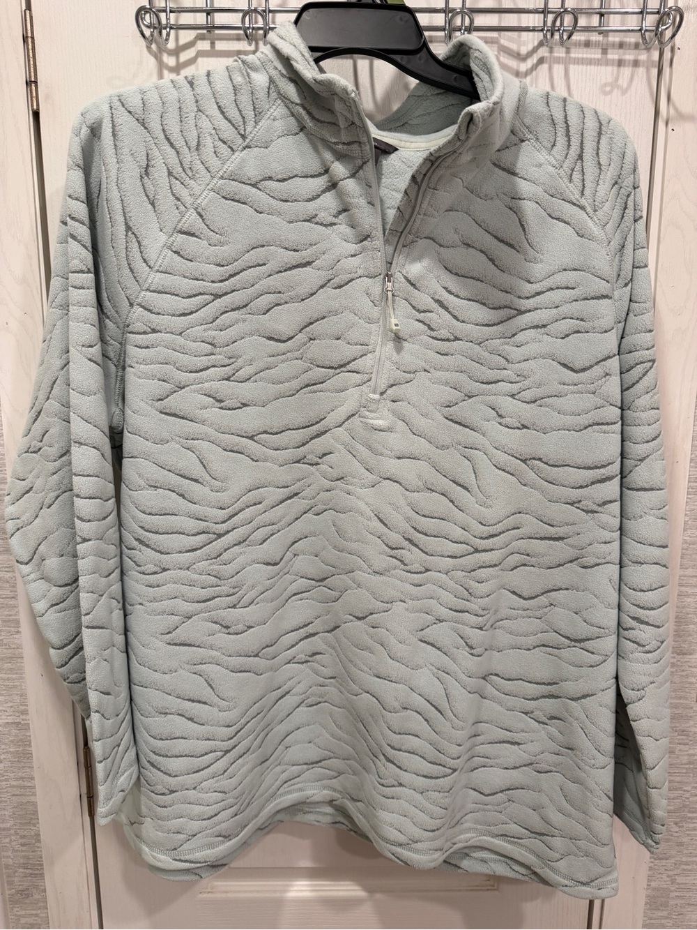 Eddie Bauer Light Sage Textured Quarter-Zip Fleece Pullover